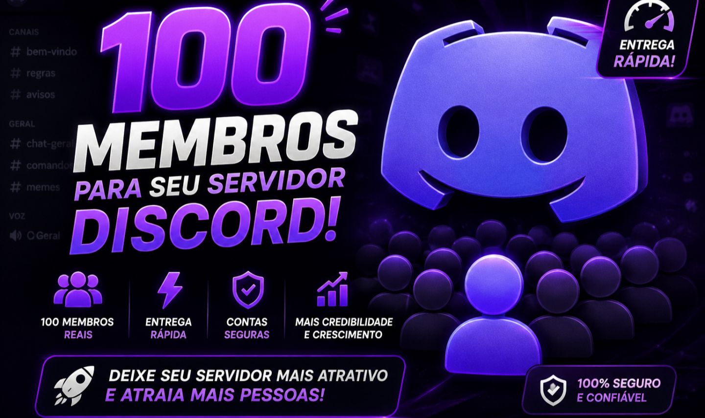100 MEMBROS PARA DISCORD ENTREGA RÁPIDA E SEGURA