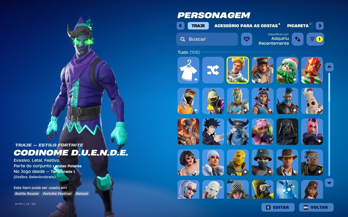 CONTA FORTNITE contendo PASSE DE FUNDADOR
