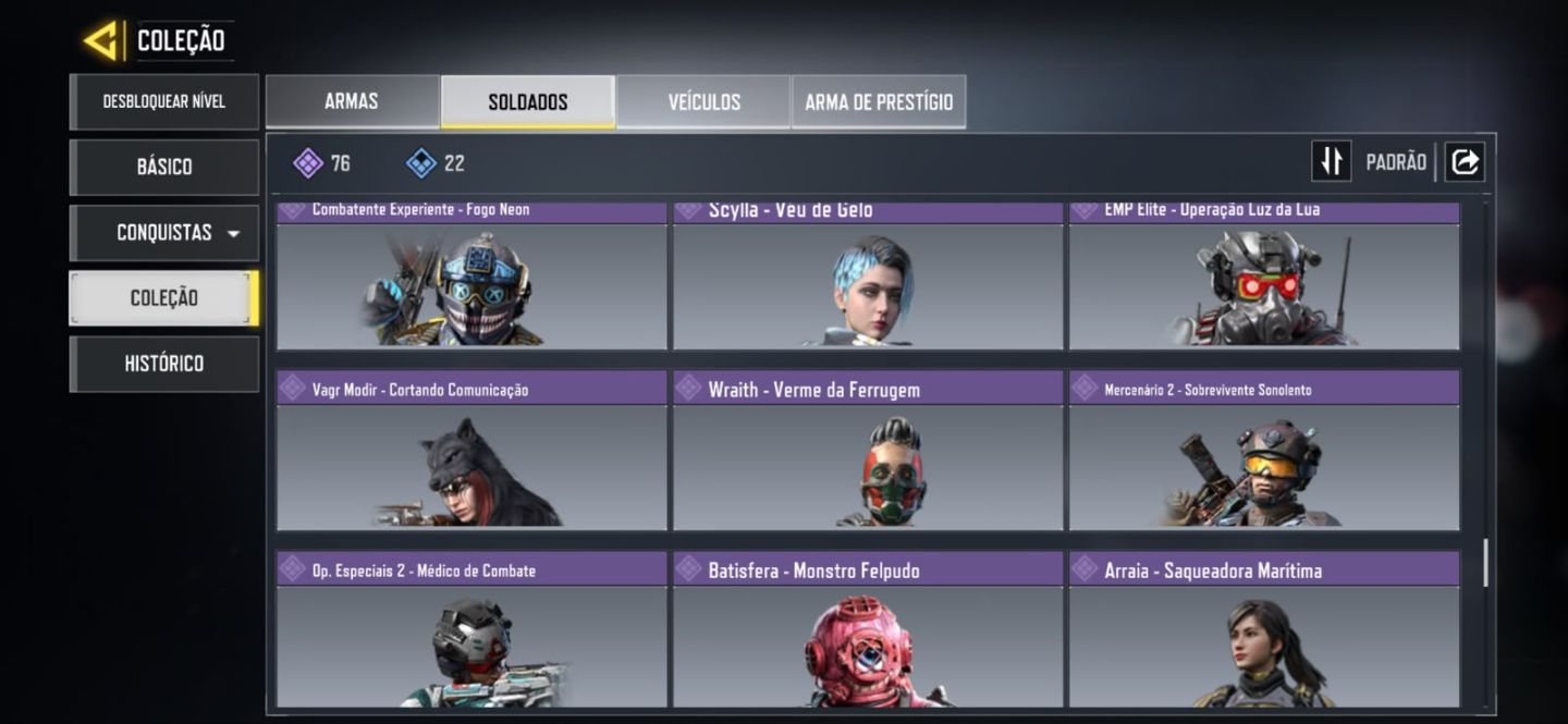 5 lendárias armas nível 400 Arma Épica 202 personagem Épico 76 C: 63k