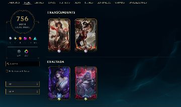Conta de League of Legends com 2 skins ascendentes, 2 exaltadas, 756 skins + TFT