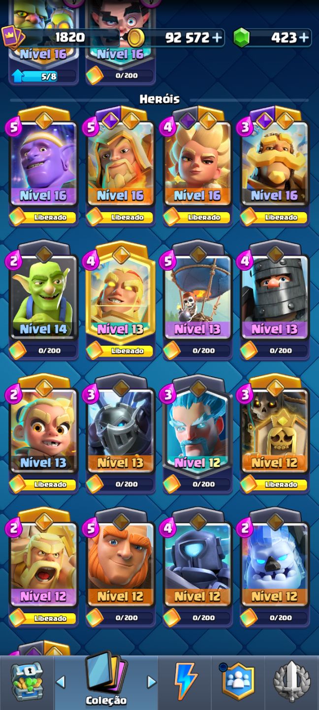 CONTA CLASH ROYALE TOP DECK FULL 16 LIGA 4 E MT ++