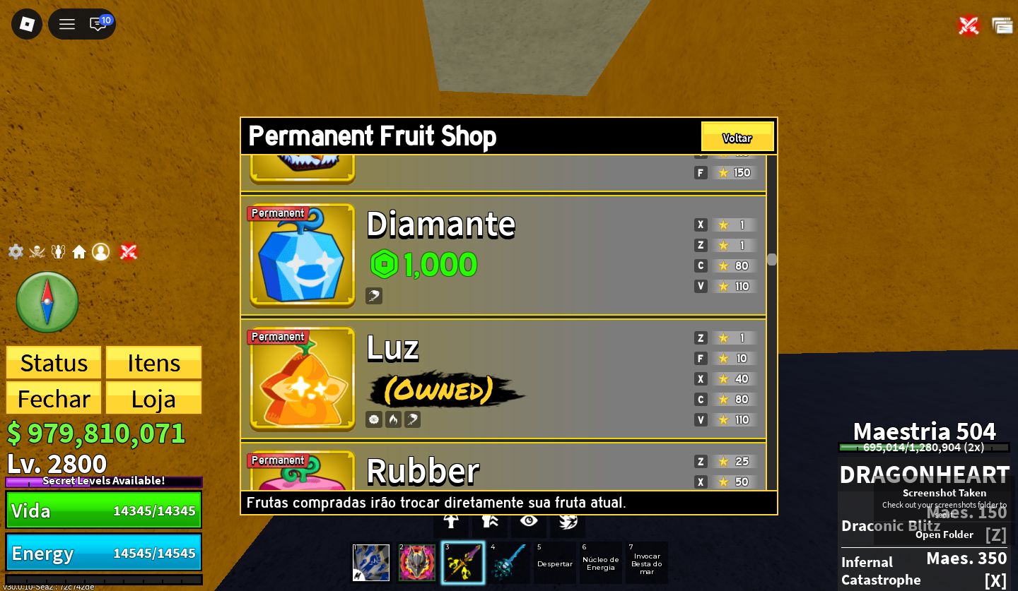 PROMOÇÃO] CONTA DE BLOX FRUITS COM DRAGON PERM + 23 FRUTAS PERMANENTES