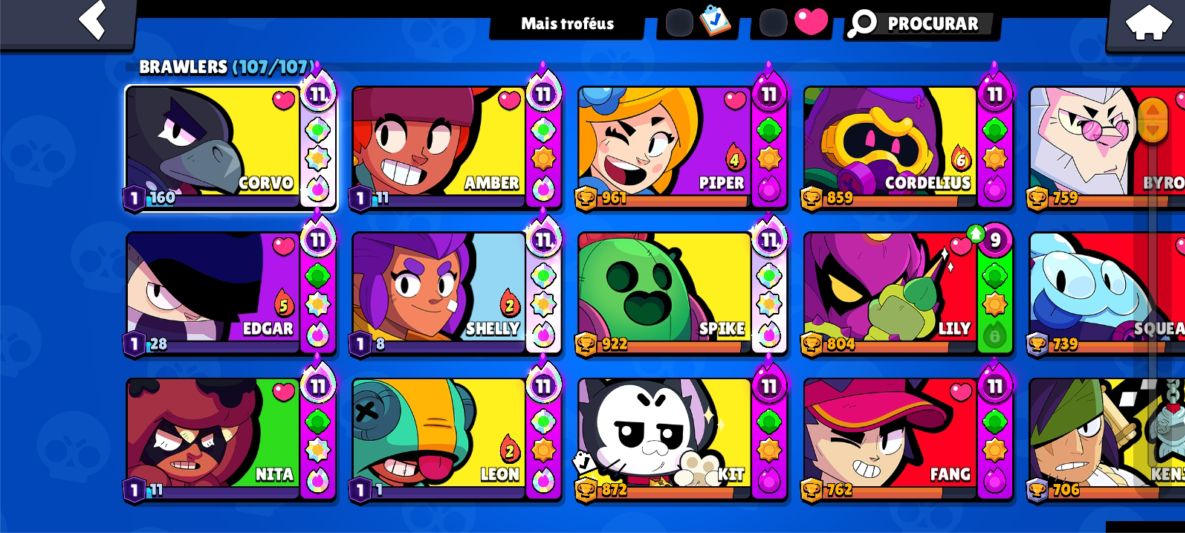 Conta Full com 500 gemas. Brawl stars