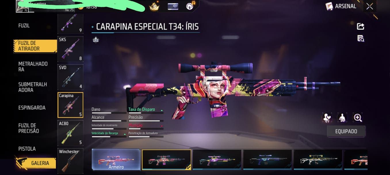 CONTA DE FREE FIRE GEMADA LEVEL 75