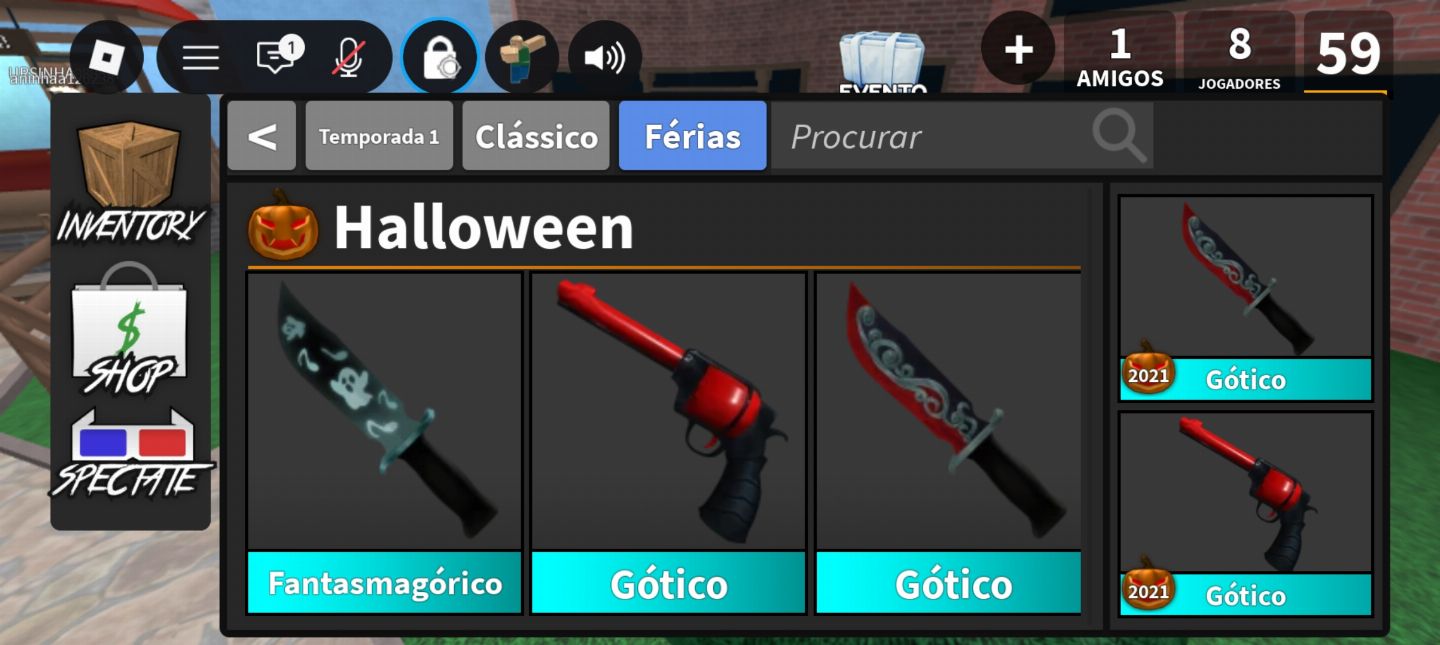 Itens limitados!!! Pet, facas e armas (Murder Mystery 2 MM2)