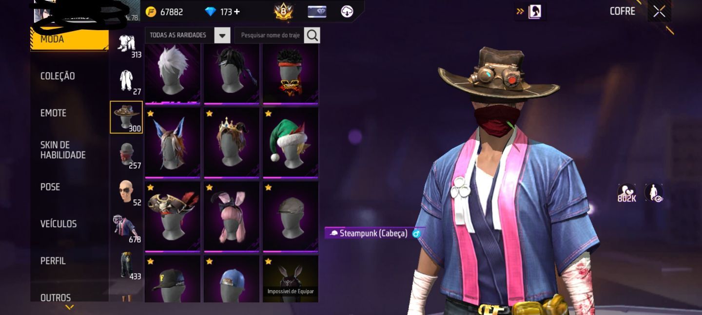 CONTA DE FREE FIRE (FF) SEMI FULL PASSE COM RAGNAROK E PÉ DESCALÇO