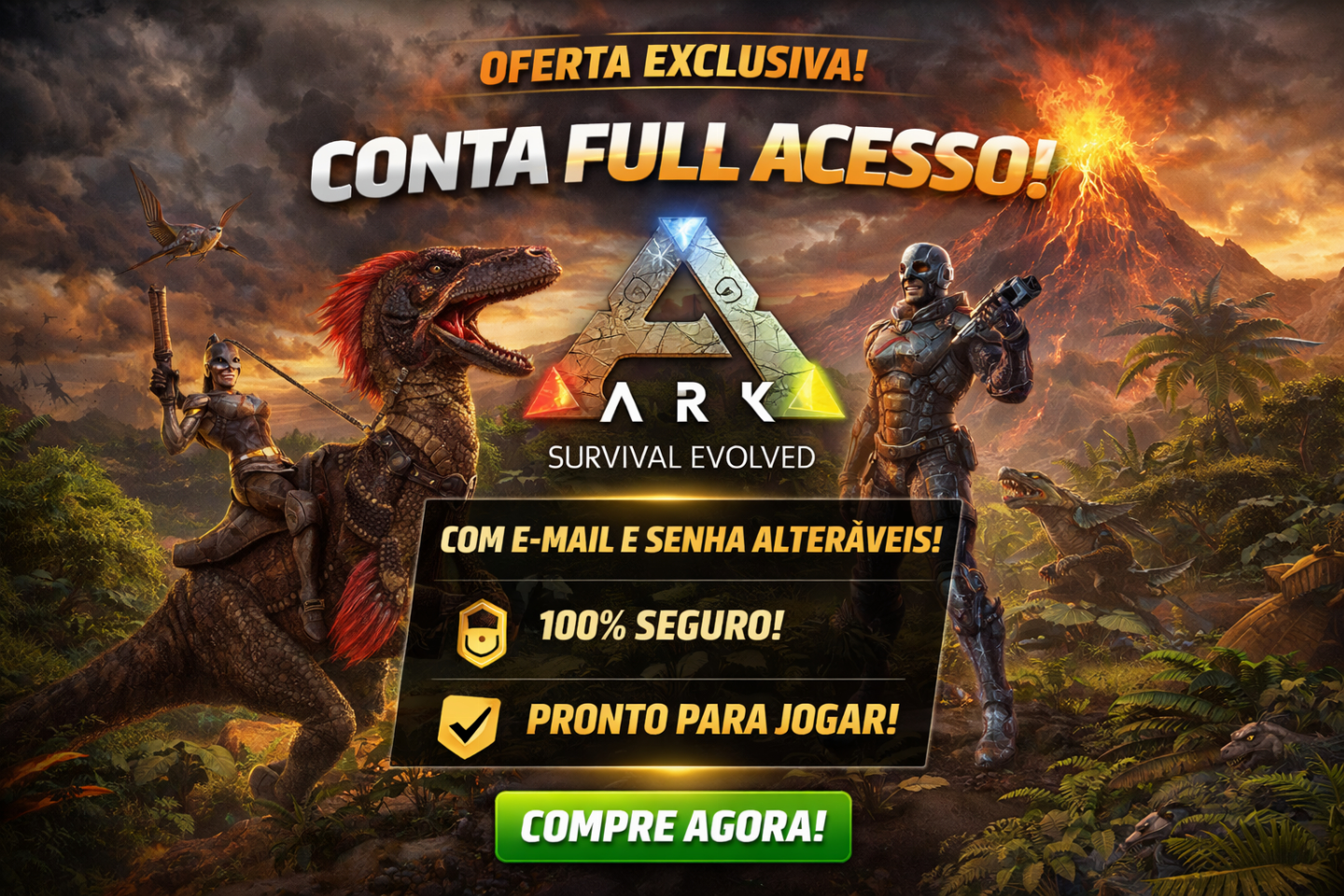 CONTA STEAM COM ARK SURVIVAL EVOLVED - ONLINE - APENAS SUA - DADOS ALTERAVEIS