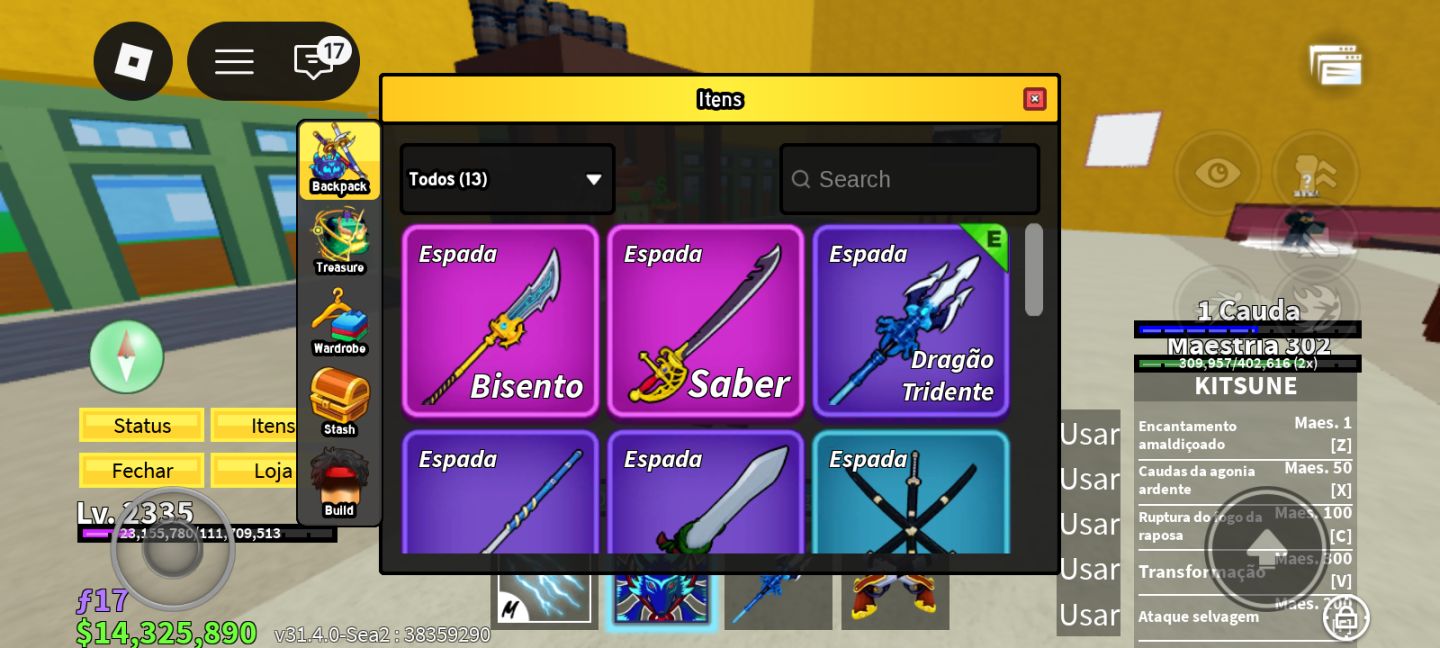 CONTA BLOX FRUITS LVL 2335 + KITSUNE PERM + DRAGON PERM + CONTROL PERM Etcs.