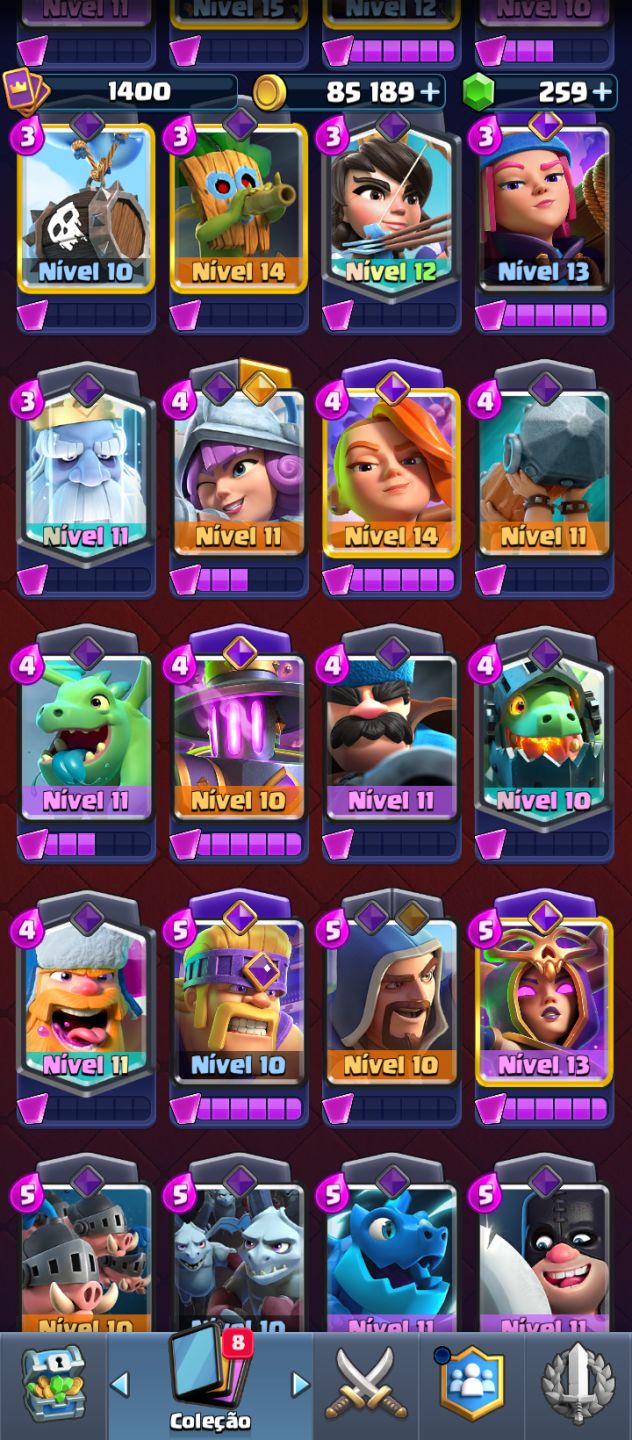 Conta de Clash Full cartas