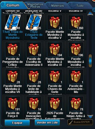 Conta naruto online com metas