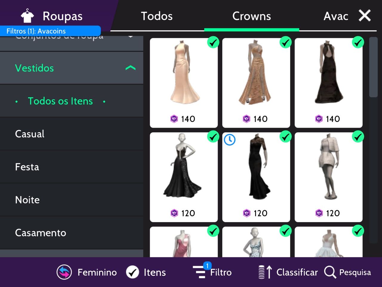 Conta avakin life lvl 43, 1490 roupas, 33k avacoins + asas e coroa