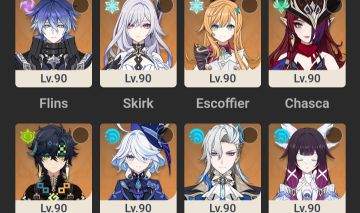GENSHIN IMPACT (AR59 - QUASE 60) 16 PERSONAGENS LIMITADOS + ESPADA DA SKIRK
