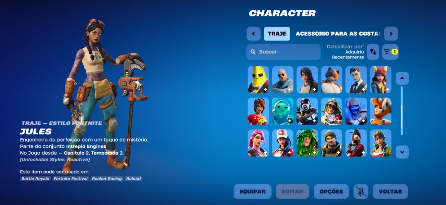 Conta capitulo 2 ,37 skins 350 vbucks , conta muito boa