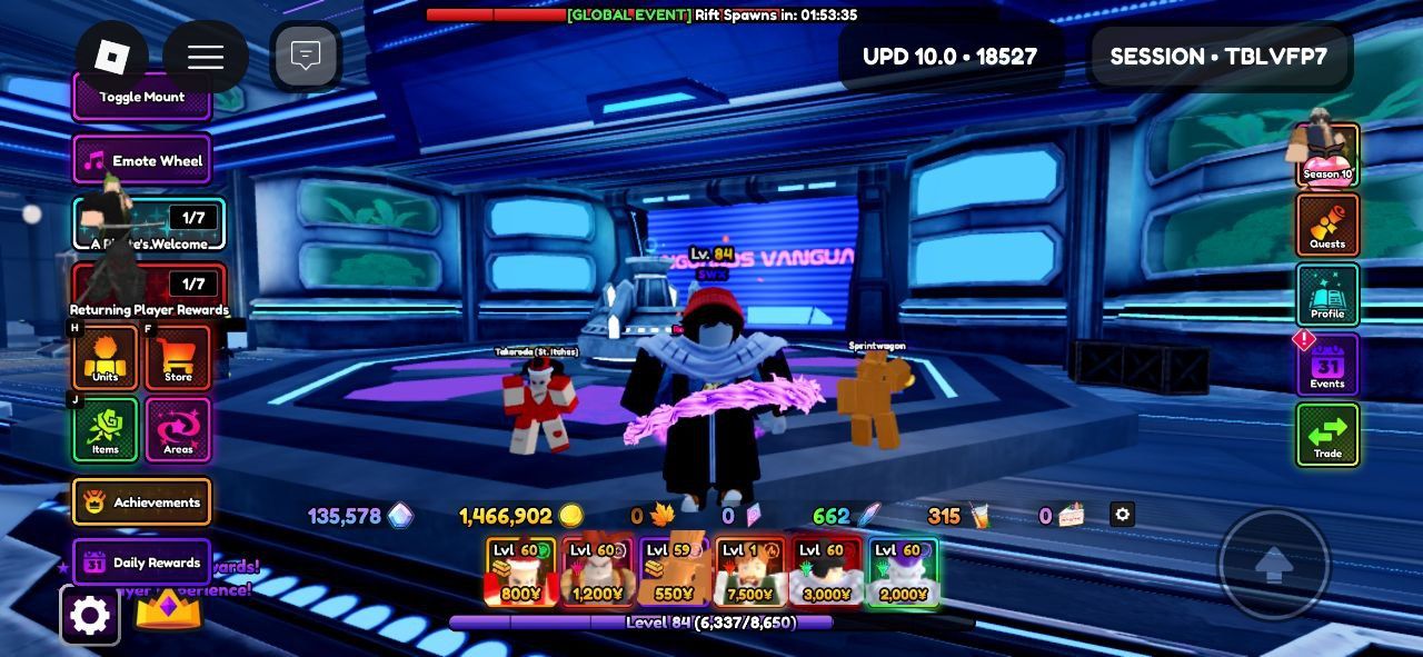 CONTA COM 5 MONARCAS ANIME VANGUARDS
