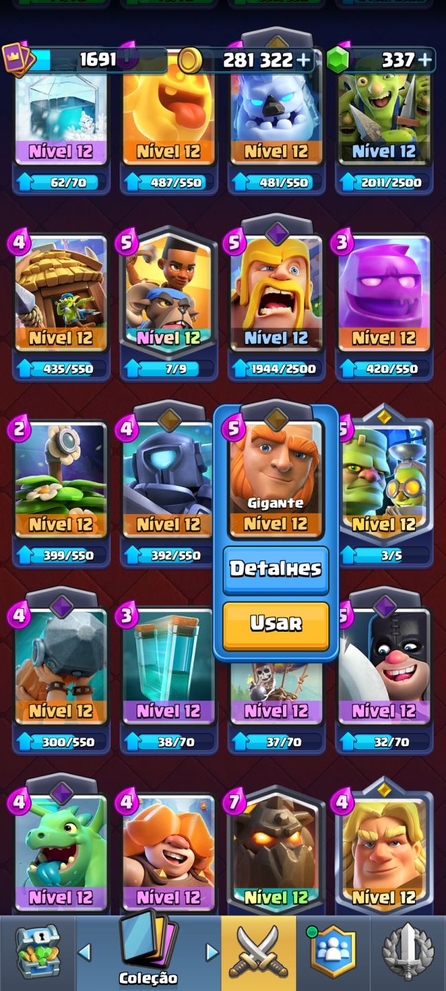 CONTA CLASH ROYALE ANTIGA E MUITO UPADA COM MUITAS CARTAS LVL 16 E COM RANKED