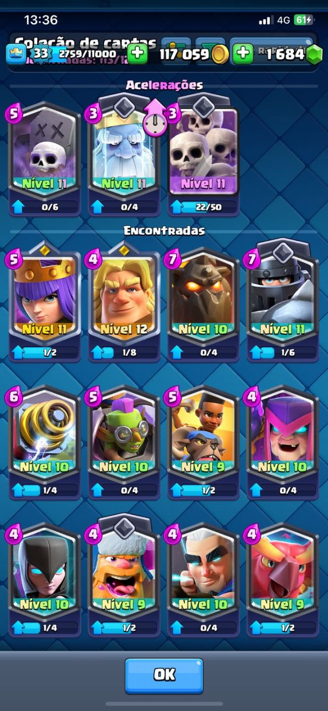 Conta clash royale com 1 passe de batalha da bruxa, e outras evoluções No PRECIN