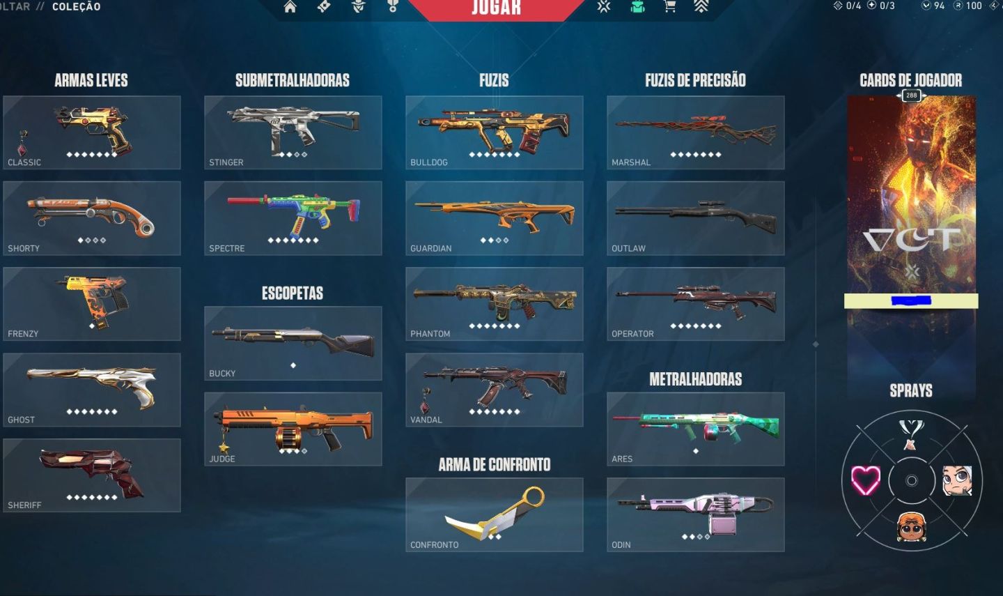 Conta valorant unico dono com 1300 em skins