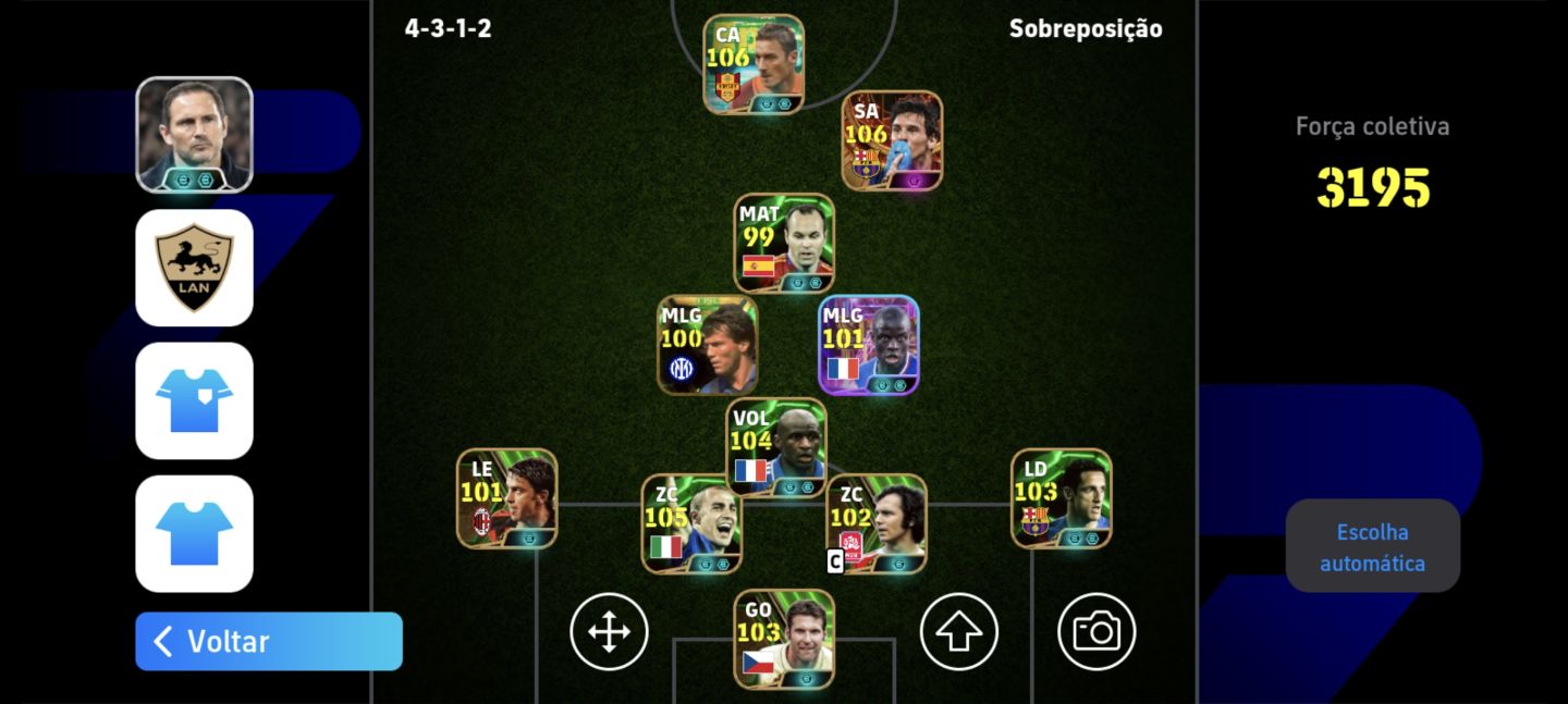 Conta Efootball Muito Rara | 2 Messi 106, Lamine Yamal 103, Viera 104, Totti 106