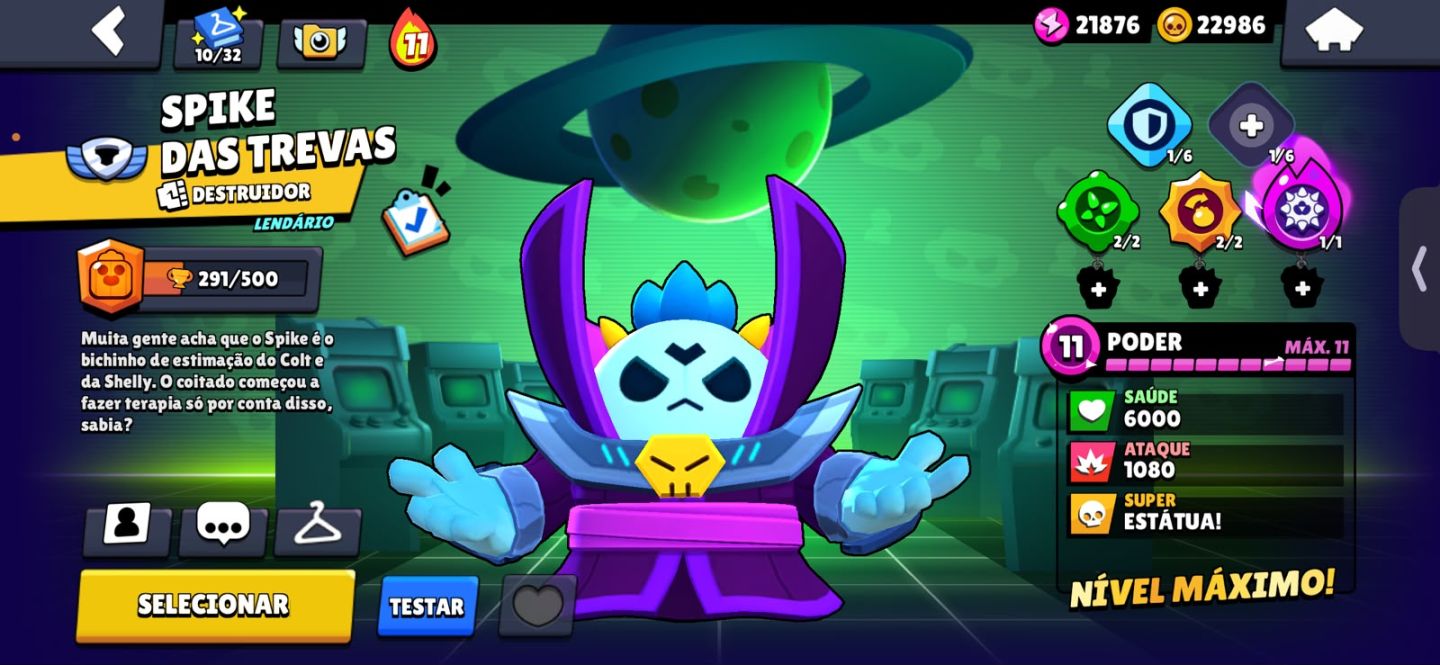 CONTA DE BRAWL STARS DE 2022 COM SPIKE DAS TREVAS E TICK MECHAGHIDORAH