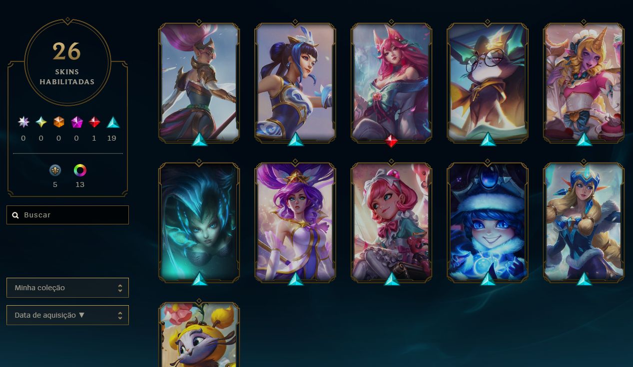 Conta Pell Lol /MMR mestre /36 champs / 26 skins / 80 icones / 25K EA