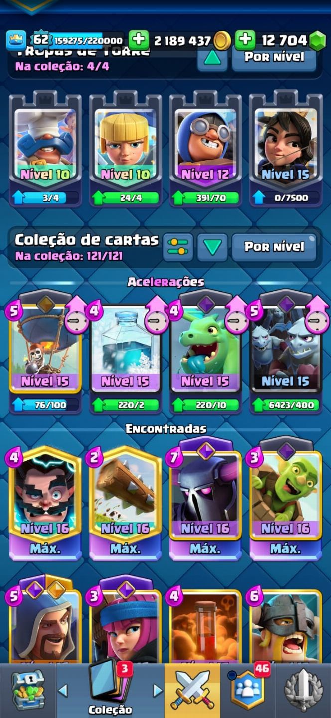 Conta Clash Royale com 12k de gemas + Braw Stars + Clash of Clans