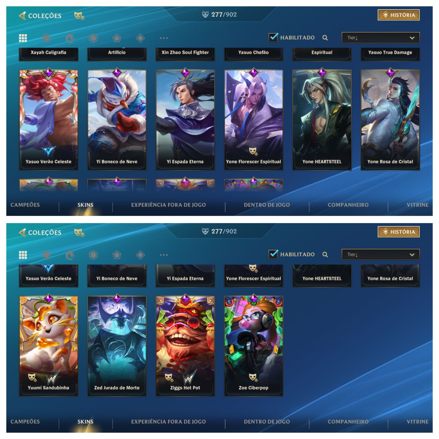 CONTA RECHEADA DE SKINS MITICAS!!! (FULL YASUO)