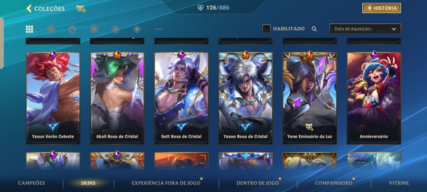 Conta com várias skins