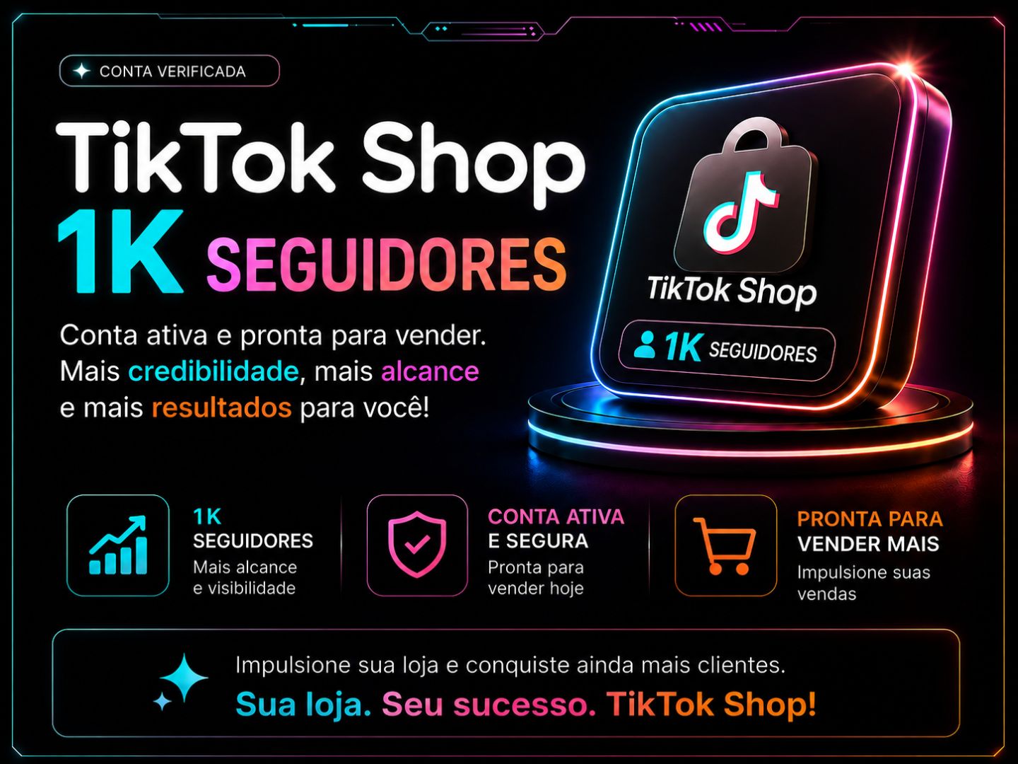 CONTA TIKTOK SHOP COM 1K DE SEGUIDORES