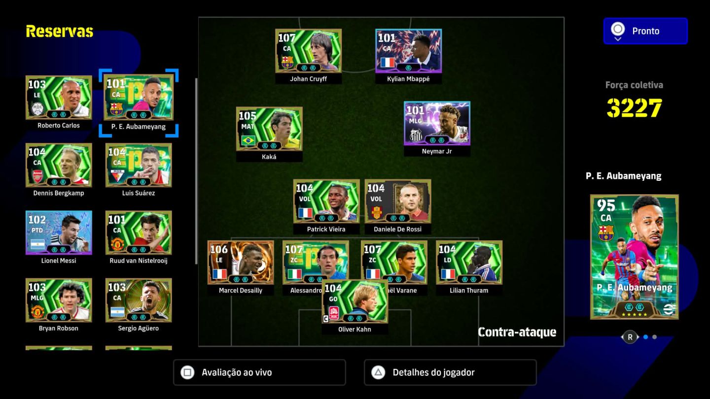 Conta efootball playstation melhor conta do jogo em quesito zaga e bons extras