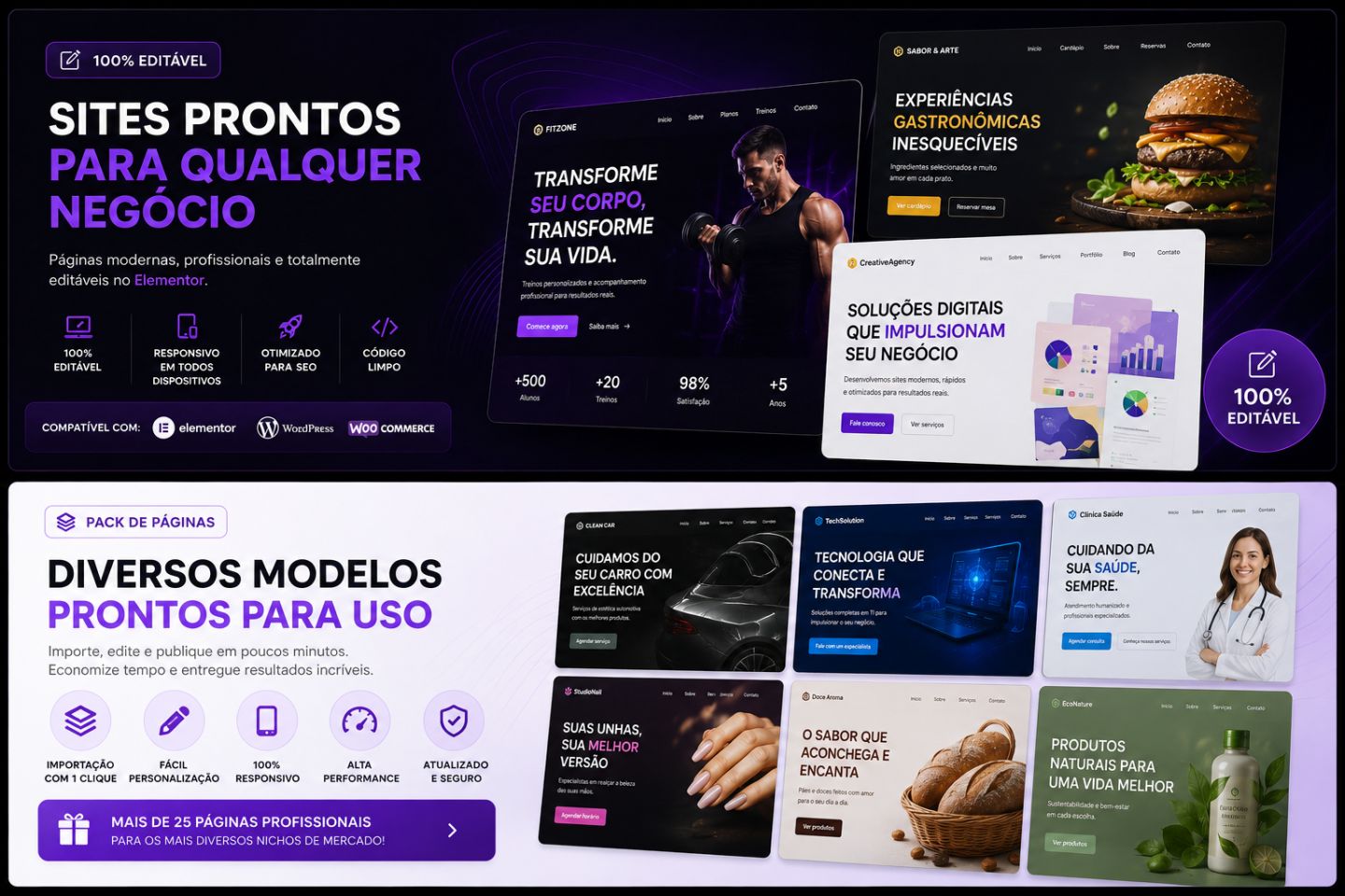 Pack 100% editavel de páginas/sites prontos