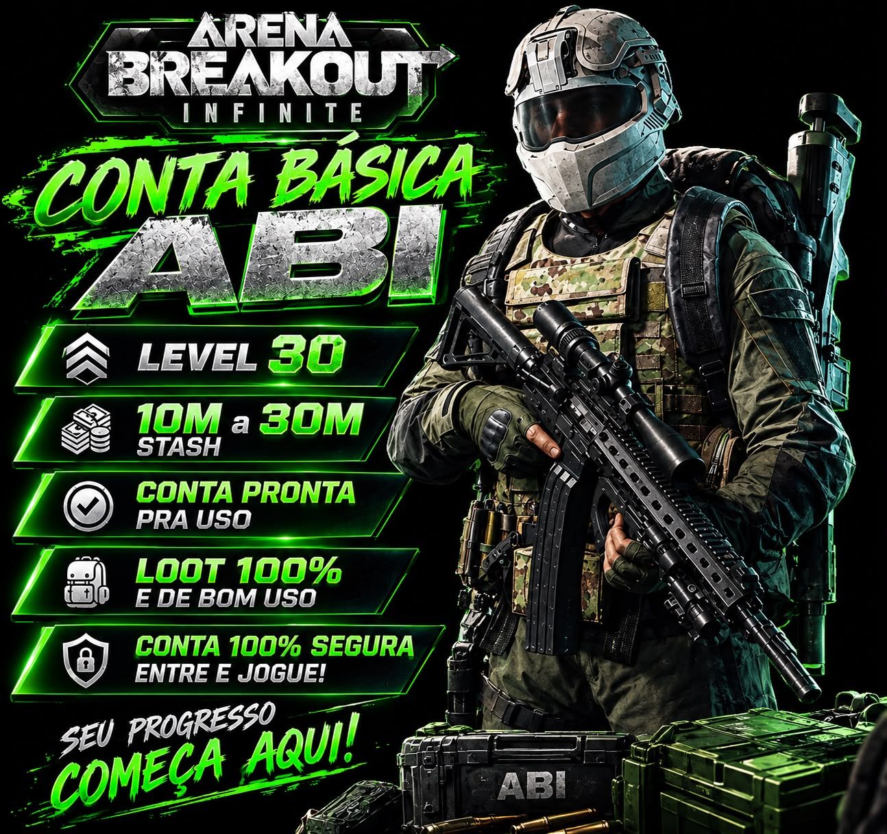 CONTA BASICA ARENA BREAKOUT PC - LEVEL 30 | 10M A 30M DE STASH