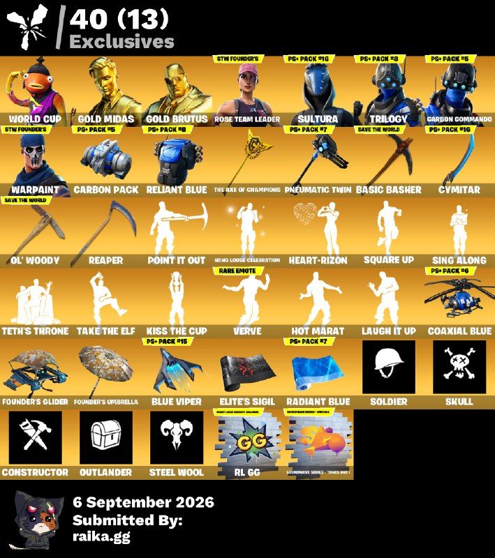 [217 SKINS!] OG STW | WORLD CUP | Gold Midas | Gold Brutus | Sultura | Trilogy..