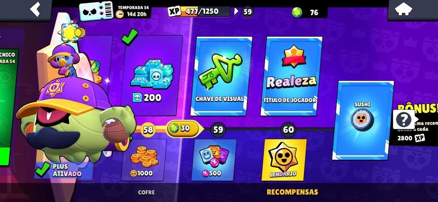 Conta de Braw stars 49k de troféus + várias skins lendárias e míticas