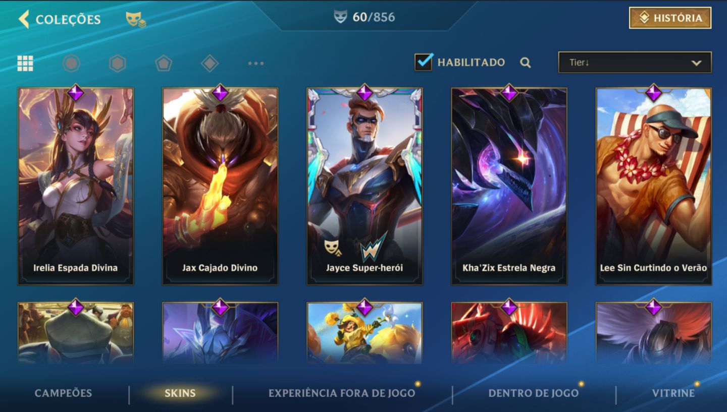 CONTA COM VARIAS SKIN NO WR E NO LOL