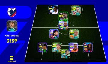 Conta de efootbal com Neymar e suarez blitz culer e cannavarro na zaga