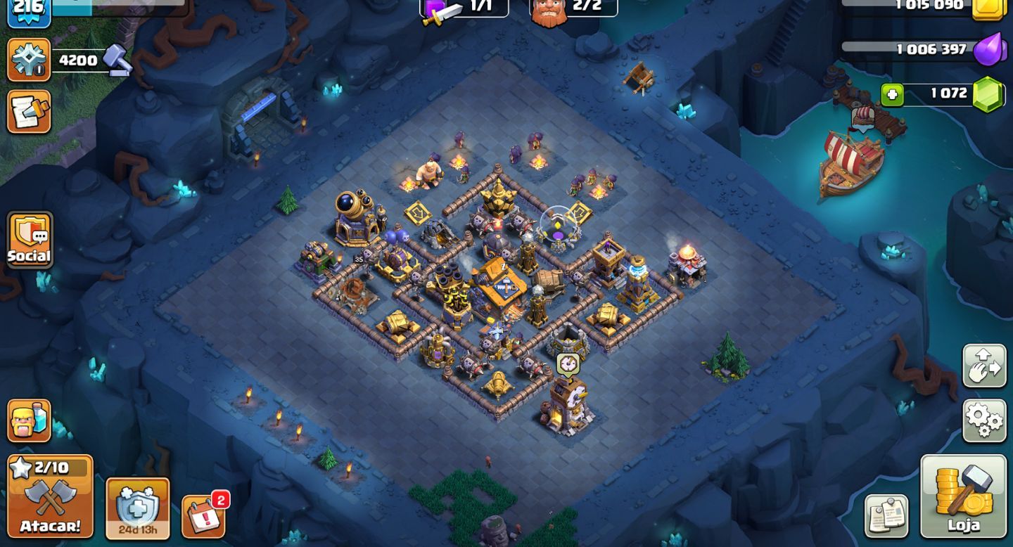 CONTA CLASH OF CLANS CV18 NÍVEL 216 | BASE DO CONSTRUTOR FULL MAX