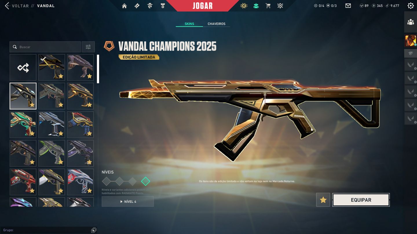 Conta Valorant | 3 Skins do champions +192 SKINS | Dima3 | Lvl338 | 4K investido