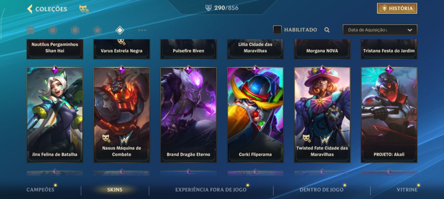 Conta Wild Rift Focada em ADCs 290 skins
