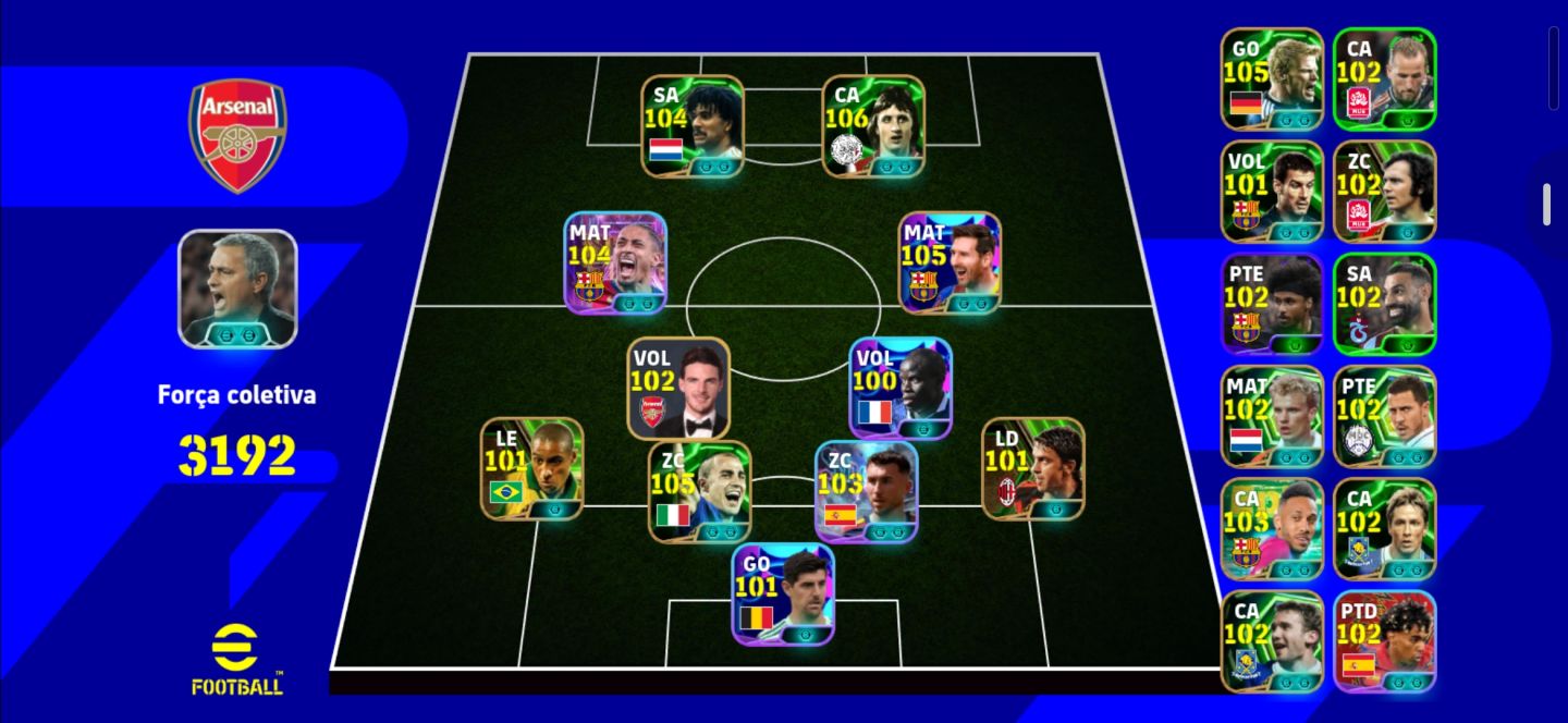 Conta braba com Gullit 104 Cruyff 106 Messi pack 105