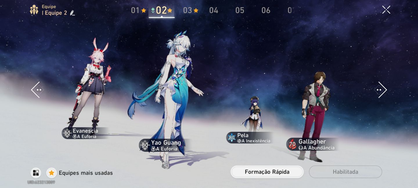 Conta com Evernight e Saber E1R1, Yao Guang e outros