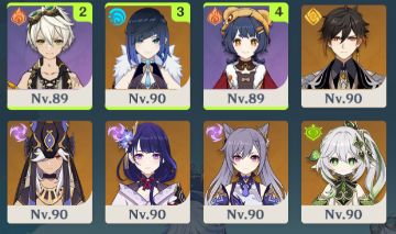 17 T5 - RAIDEN C ARMA/KAZUHA/ARLECHINO C1 C ARMA/NAHIDA/YELAN/FURINA/SKIRK AR58