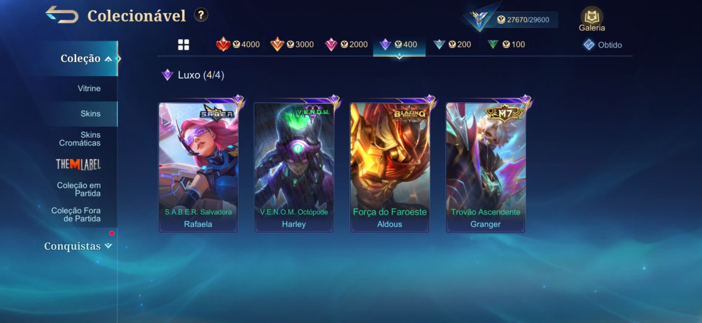Conta Mobile Legends Com 163 Skins Especialista IV