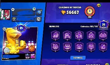 Brawl stars conta 56k + 288 skins +55k de ouro