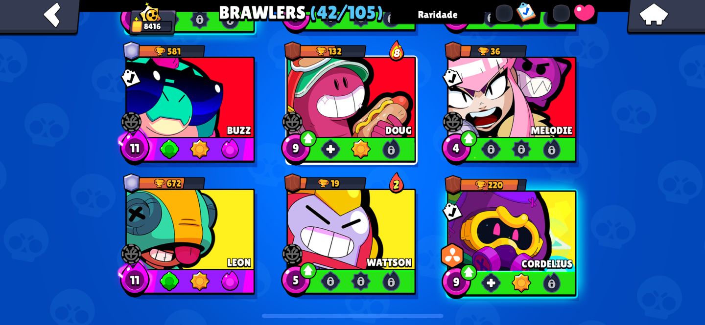 CONTA BRAWL STARS | 8.4K TROFÉUS | 42 BRAWLERS | 4 LENDÁRIOS