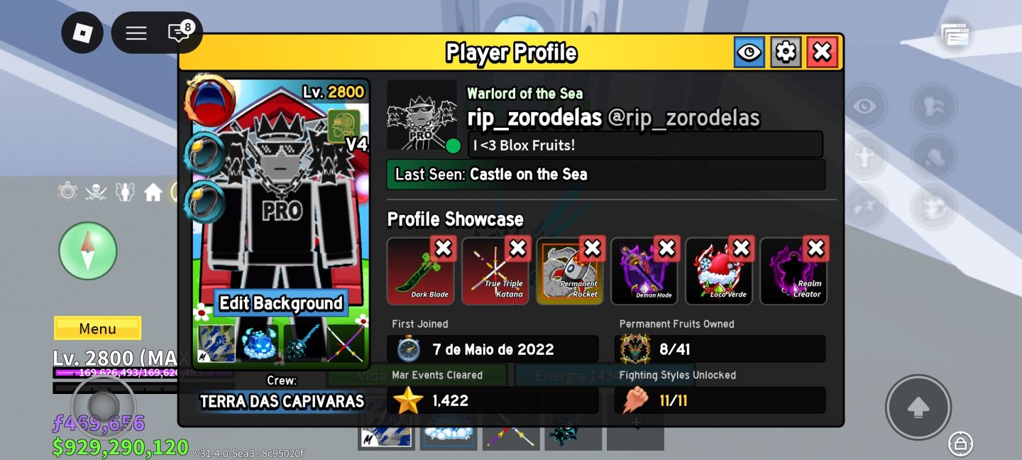 CONTA ENDGAME RARA | LVL MAX | 11 STORAGE | TODAS GAMEPASSES exceto notificador