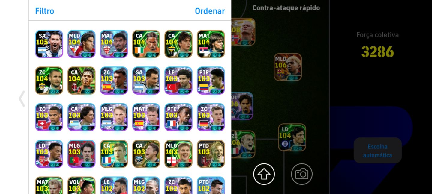 Conta da época do pes força do time 3286