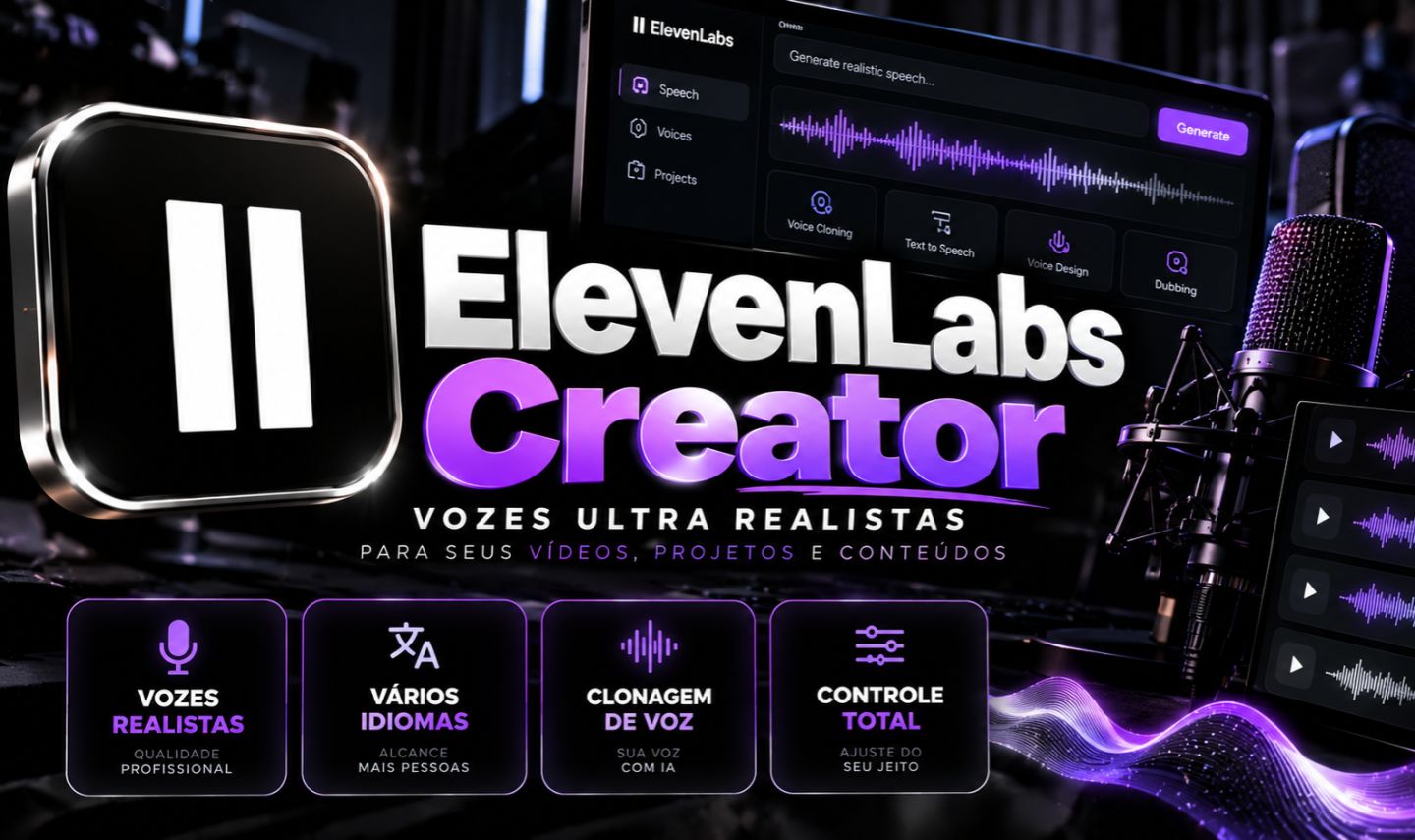 ELEVENLABS CREATOR | 131.000 CRÉDITOS | 1 MÊS