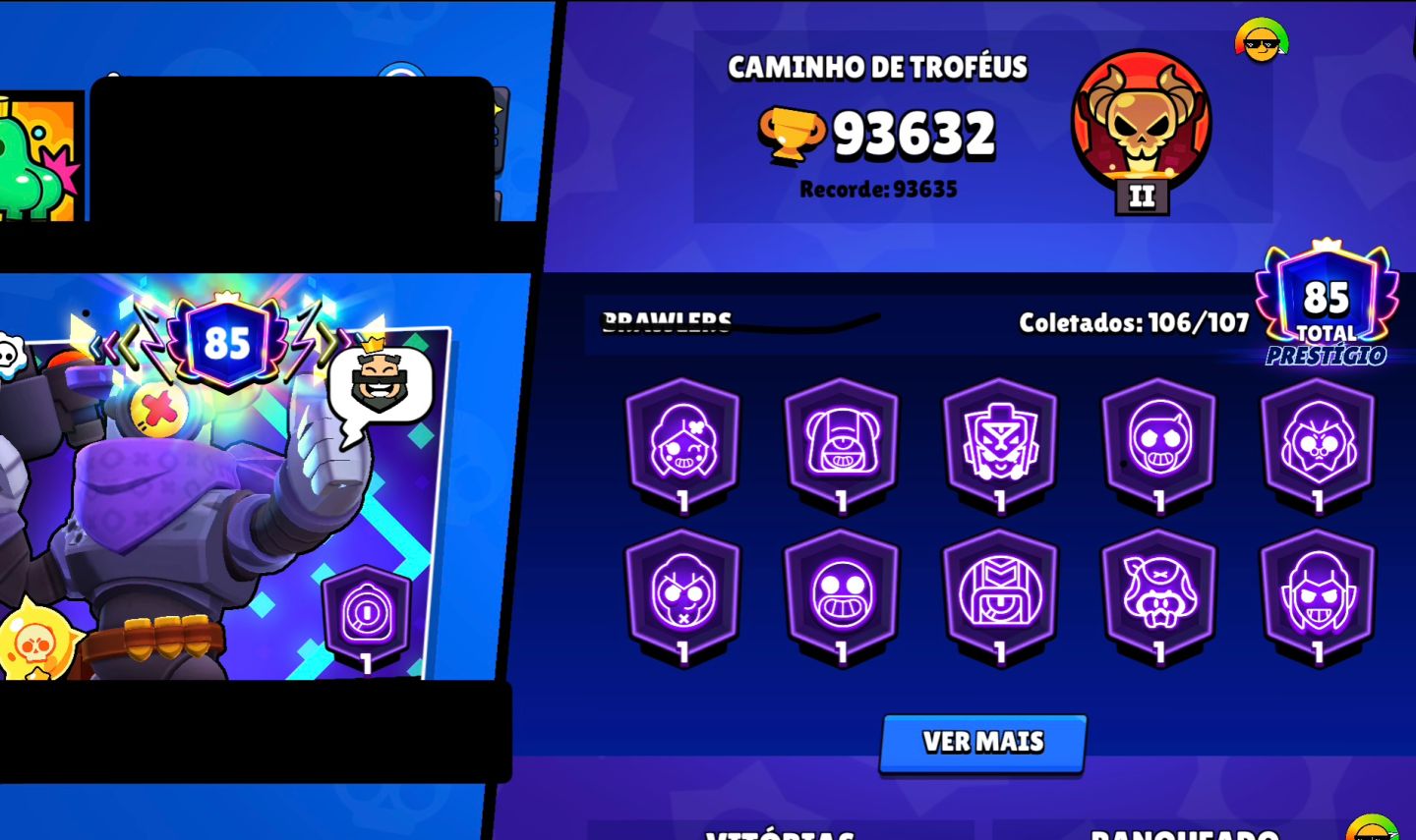 Conta antiga brawl stars| Skins raras| 93Ktroféus | 12 brawl pas plus| 106 brwl