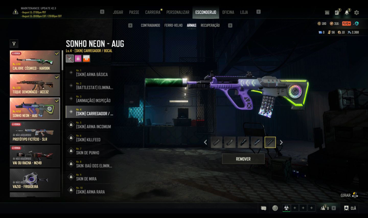 CONTA PUBG PC 3 PROGRESSIVAS AUG NEON DREAM LV 4 , ACE32 , KAR98K