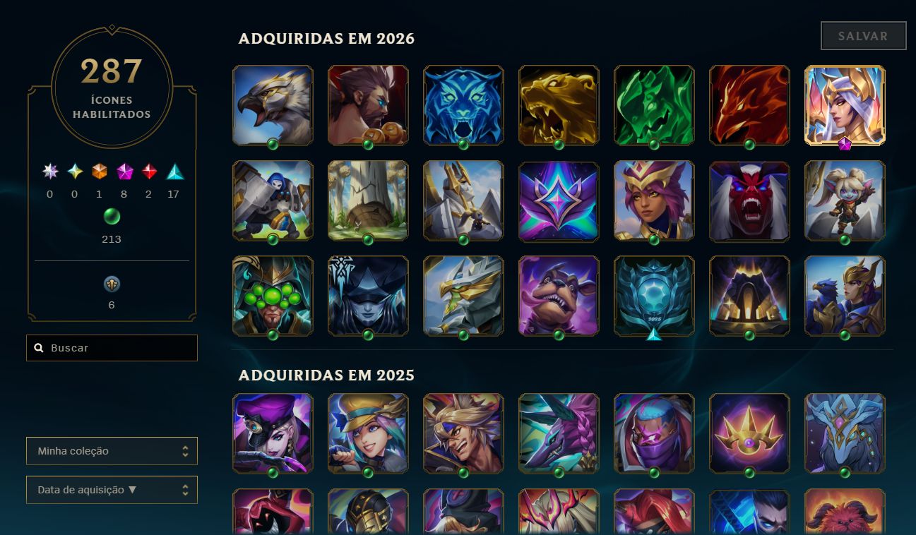 Conta de lol lvl 521 POSSUI TODOS OS DADOS